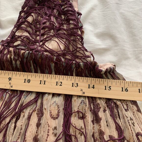 Free People Freyja Fringe Maxi Dress Medium Boho Fairy Strappy V Neck Whimsy - Picture 13 of 16